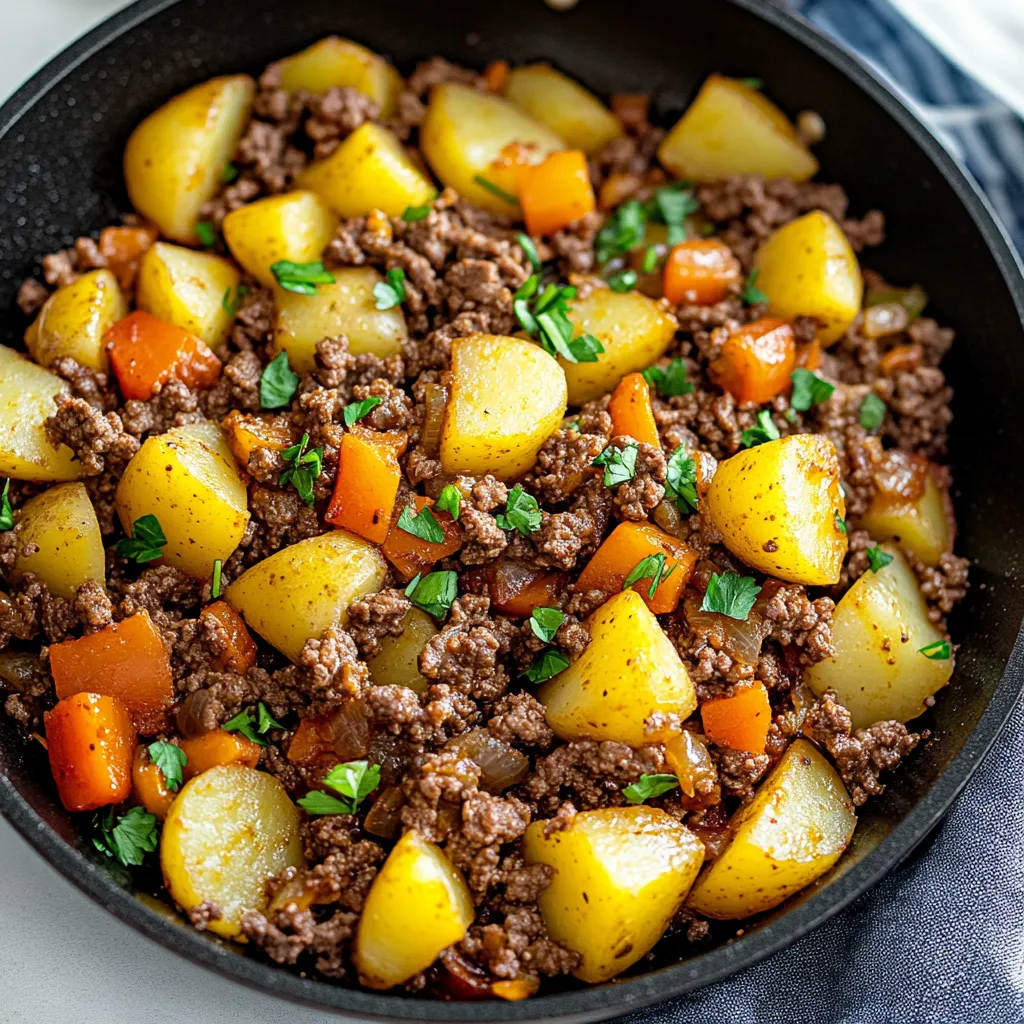 A bowl of meat and potatoes.