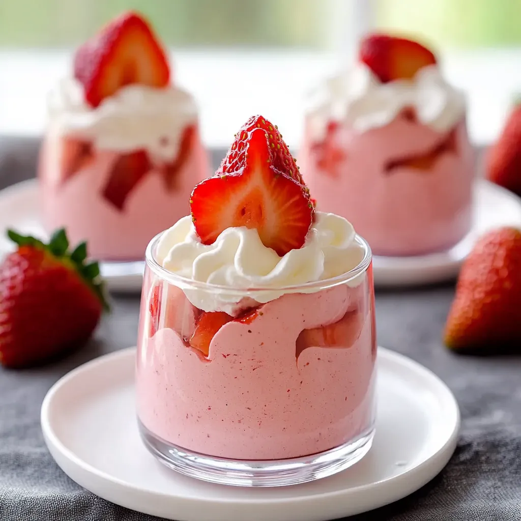 A glass of strawberry shortcake with whipped cream.