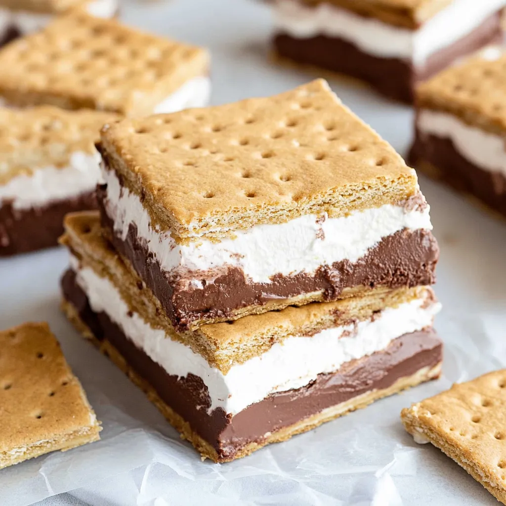 A stack of three chocolate and white marshmallows.