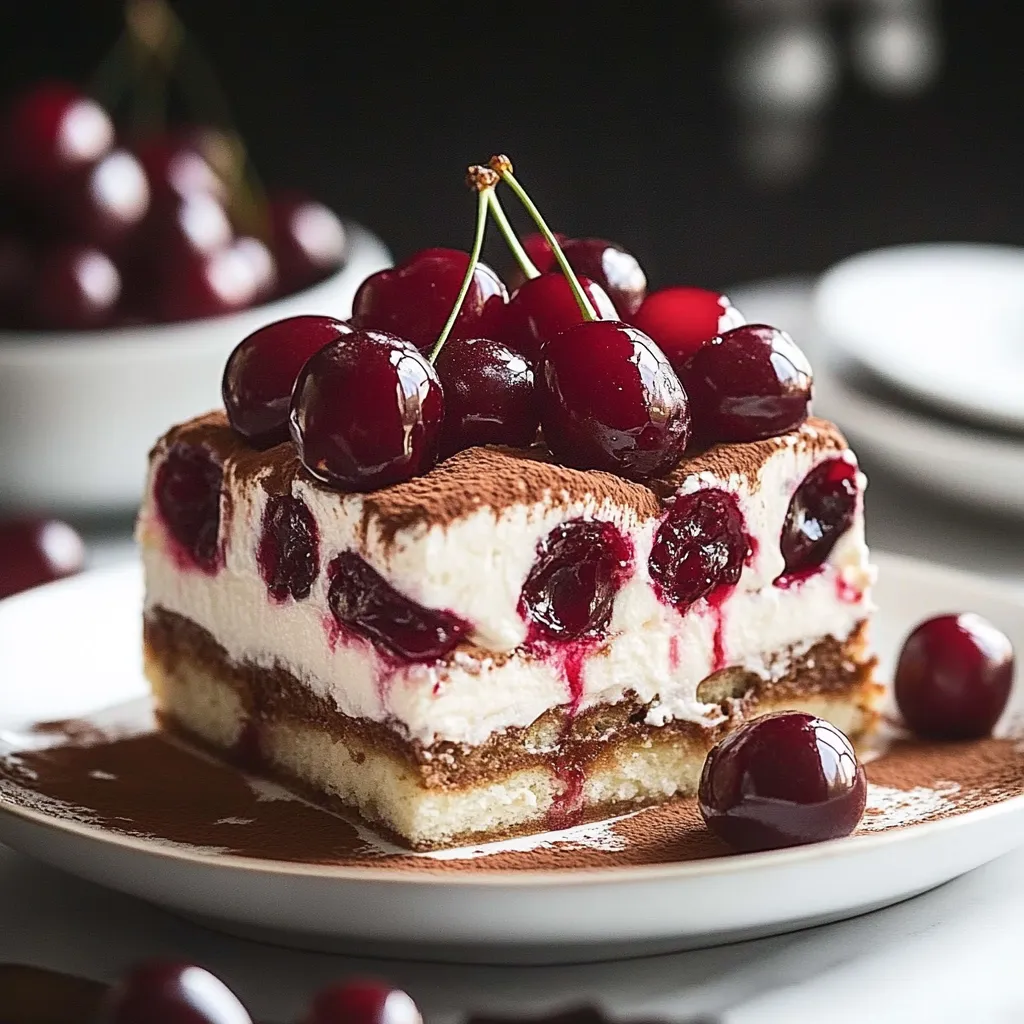 A slice of cake with cherries on top.
