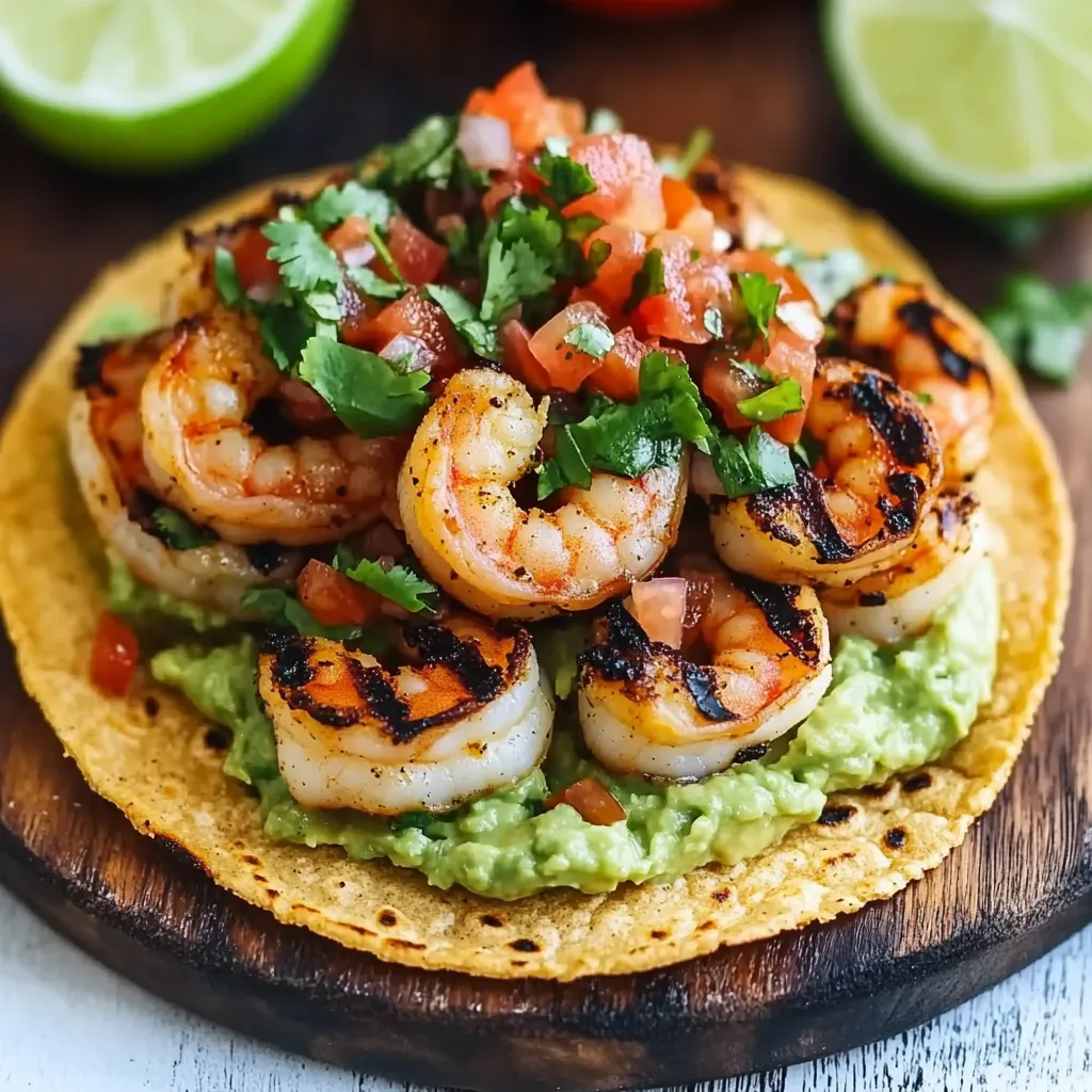 A plate of food with shrimp and tomatoes.