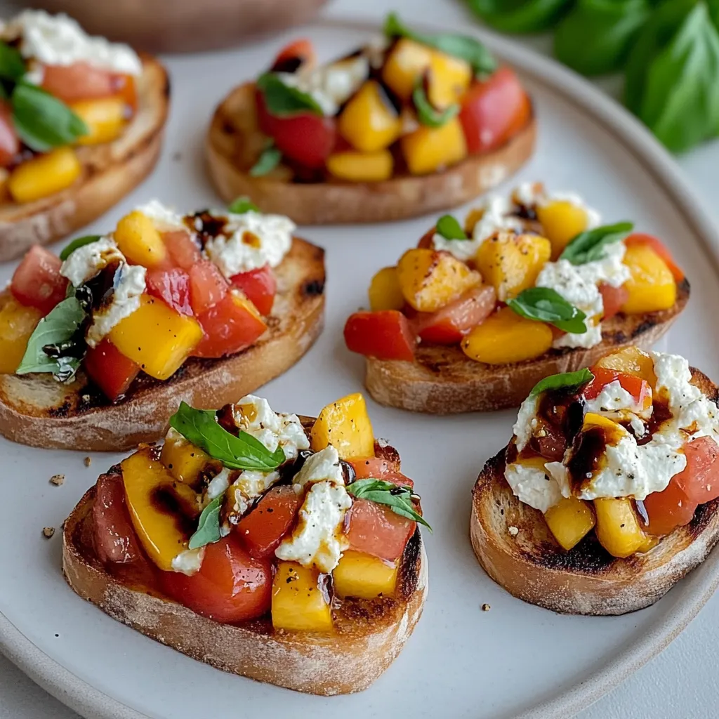 A plate of toasted bread with tomatoes and cheese.