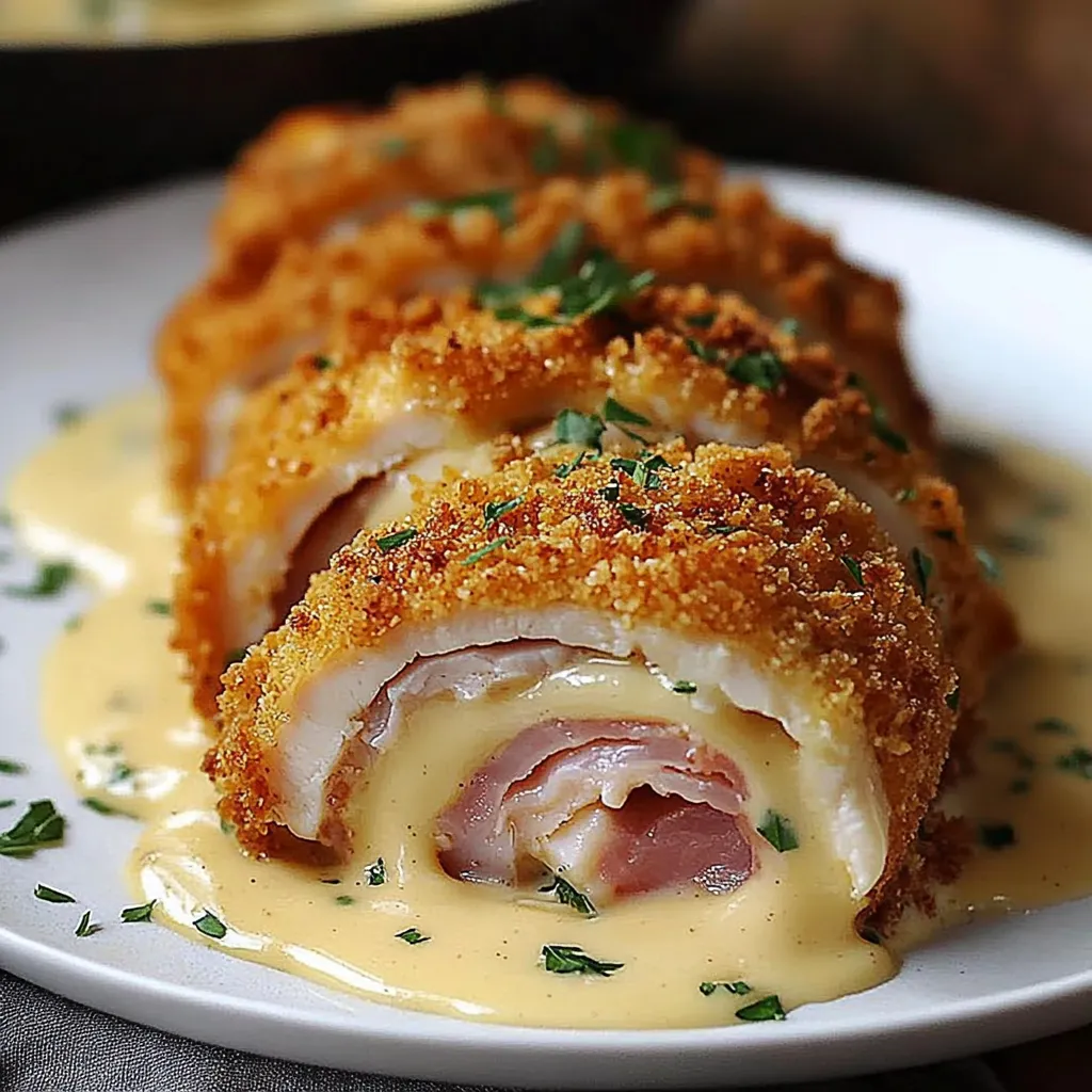 A plate of food with a creamy sauce.
