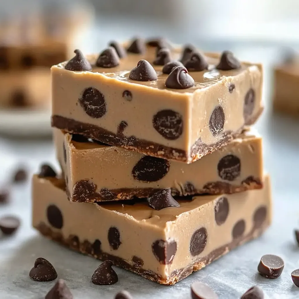A stack of chocolate bars with chocolate chips.