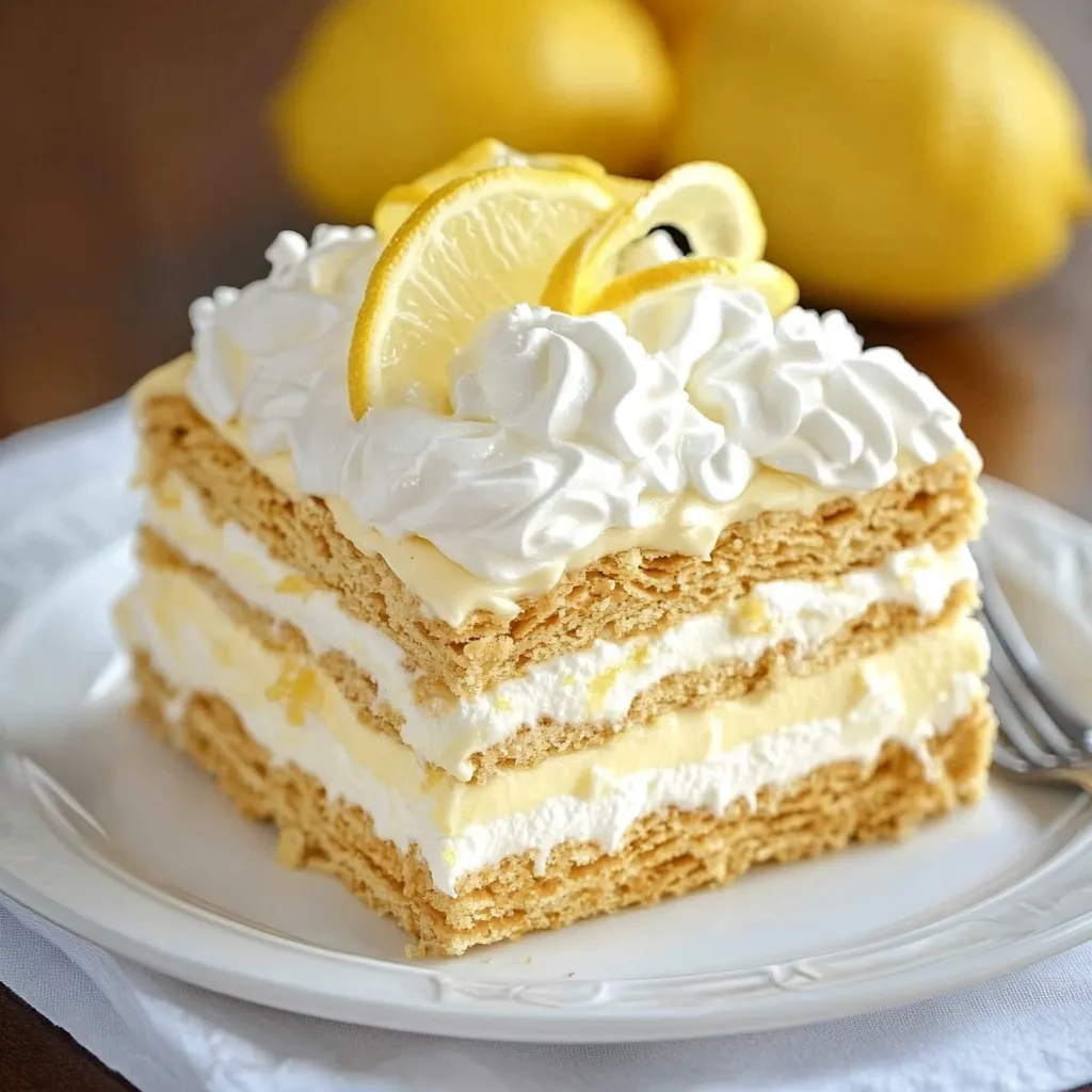 A slice of lemon cake on a plate.