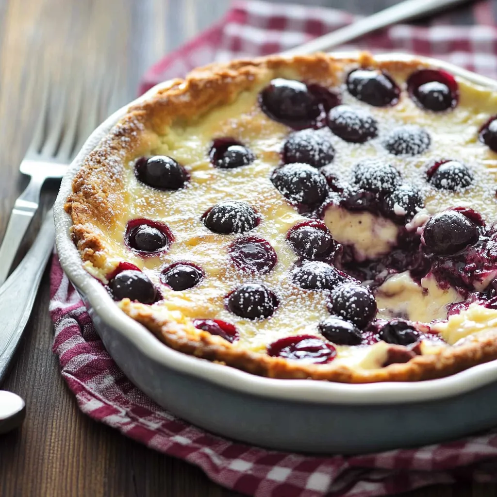 A pie with blueberries and whipped cream.