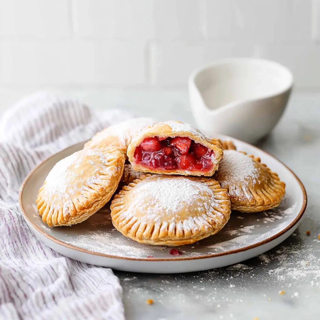 A plate of pastries with strawberry filling.