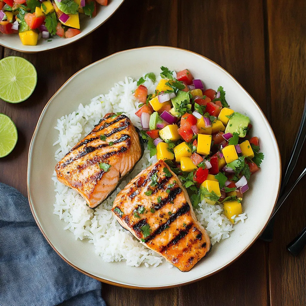 A plate of food with rice, salad, and fish.