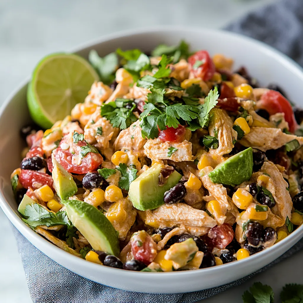 A bowl of food with tomatoes, corn, and lime.