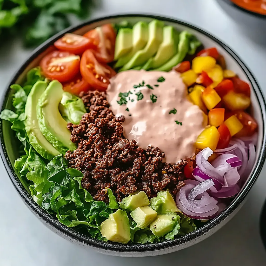 A bowl of salad with various vegetables and dressing.