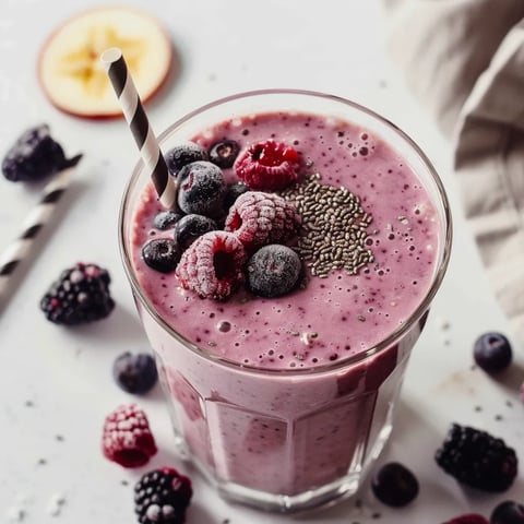 A glass of berries and yogurt.
