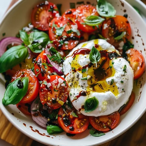 A bowl of food with tomatoes and cheese.